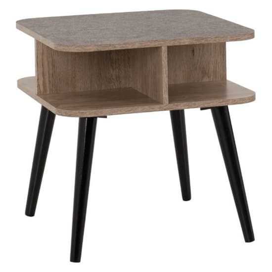 Sineu Wooden Side Table In Mid Oak Effect And Grey_1