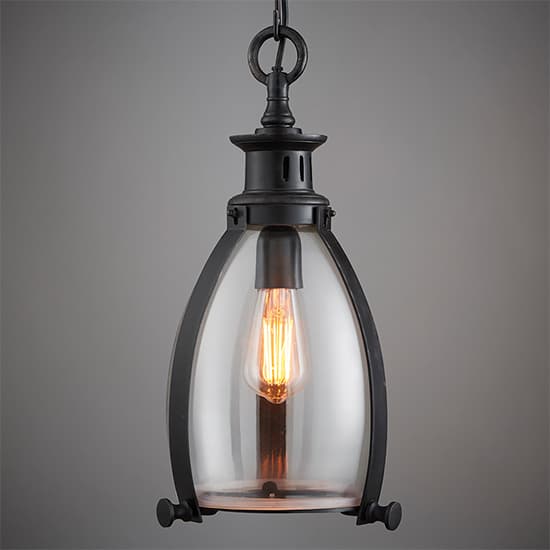 Singa Large Clear Glass Ceiling Pendant Light In Aged Bronze_2