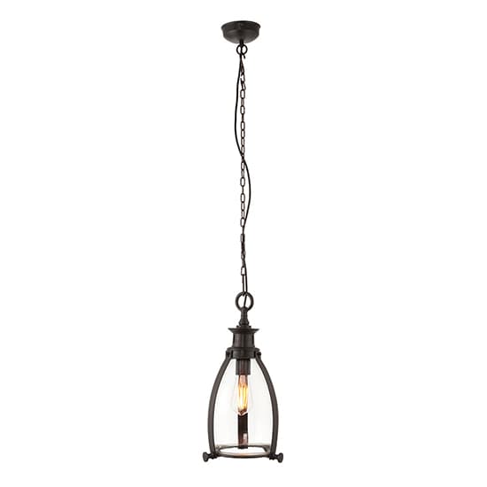 Singa Large Clear Glass Ceiling Pendant Light In Aged Bronze_1