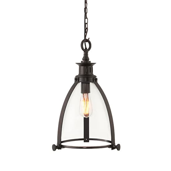 Singa Small Clear Glass Ceiling Pendant Light In Aged Bronze_2