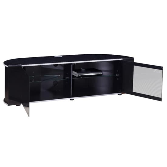 Sanja Ultra Large Corner High Gloss TV Stand With Doors In Black_4