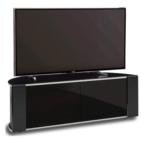 Sanja Medium Corner High Gloss TV Stand With Doors In Black_1