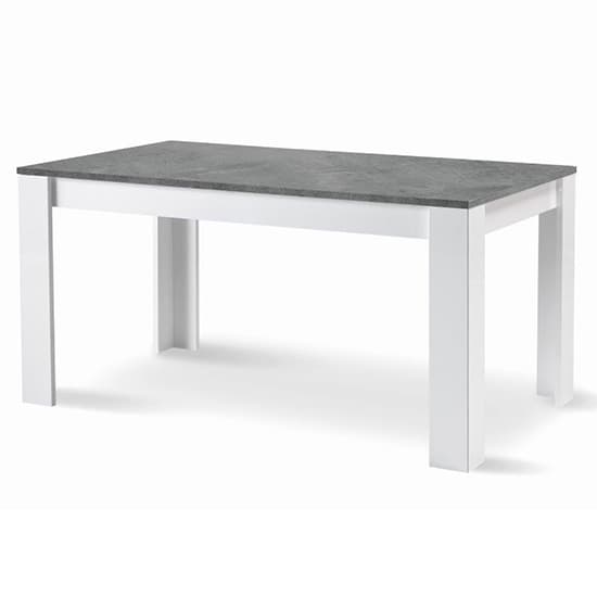 Sion Dining Table 160cm In Matt White And Concrete Effect_1