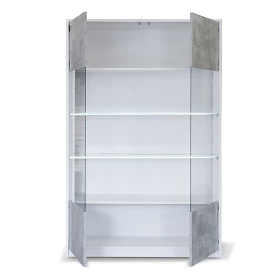 Sion Display Cabinet 2 Doors In White Concrete Effect With LED_3