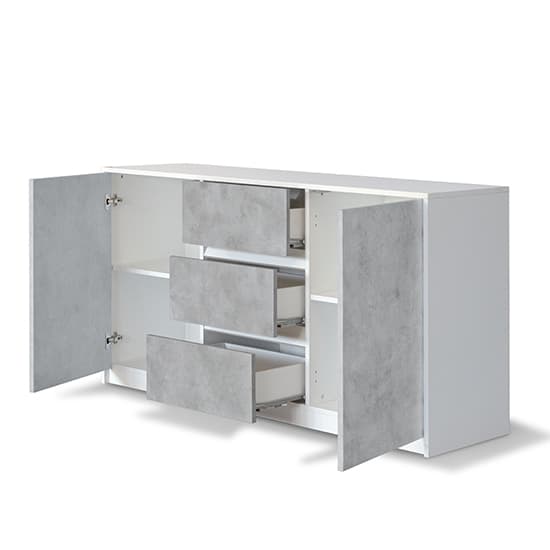 Sion Sideboard 2 Doors 3 Drawers In White And Concrete Effect_3