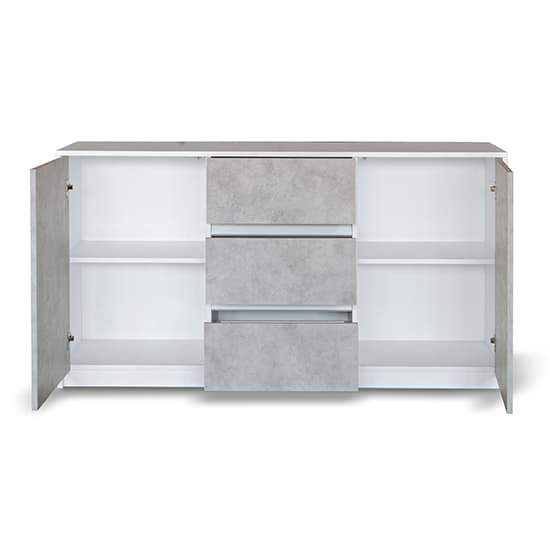 Sion Sideboard 2 Doors 3 Drawers In White And Concrete Effect_5