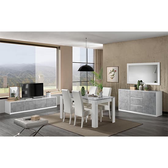 Sion Sideboard 2 Doors 3 Drawers In White And Concrete Effect_6