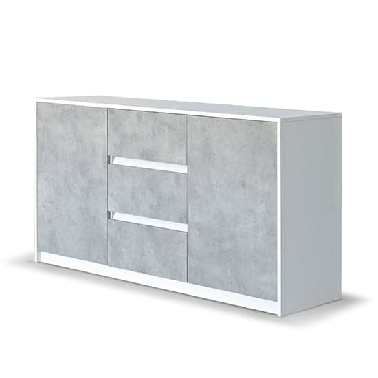 Sion Sideboard 2 Doors 3 Drawers In White And Concrete Effect_2