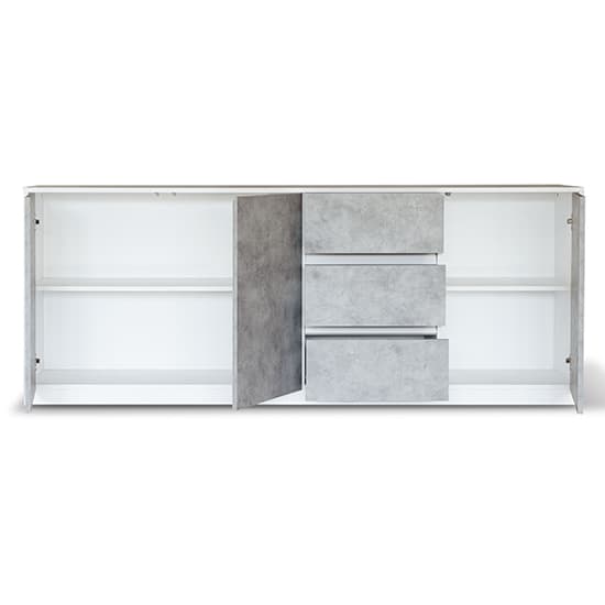 Sion Sideboard 3 Doors 3 Drawers In White And Concrete Effect_5