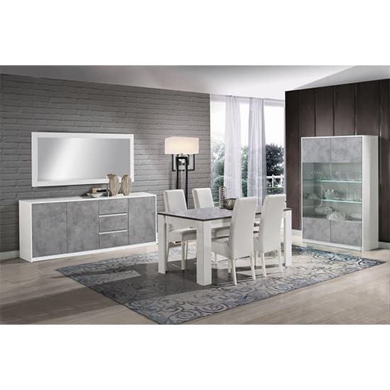 Sion Sideboard 3 Doors 3 Drawers In White And Concrete Effect_6