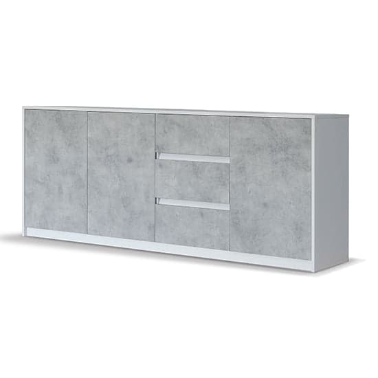 Sion Sideboard 3 Doors 3 Drawers In White And Concrete Effect_2