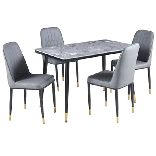 Sion Sintered Stone Dining Table In Grey 4 Luxor Grey Chairs_1