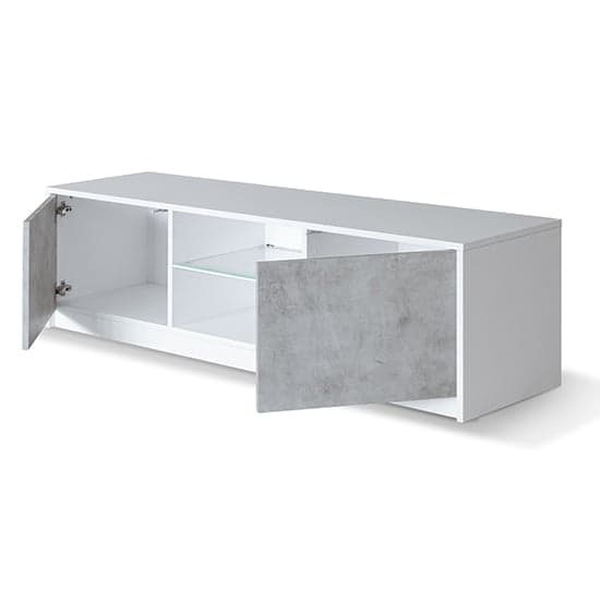 Sion TV Stand 2 Doors In White And Concrete Effect With LED_2
