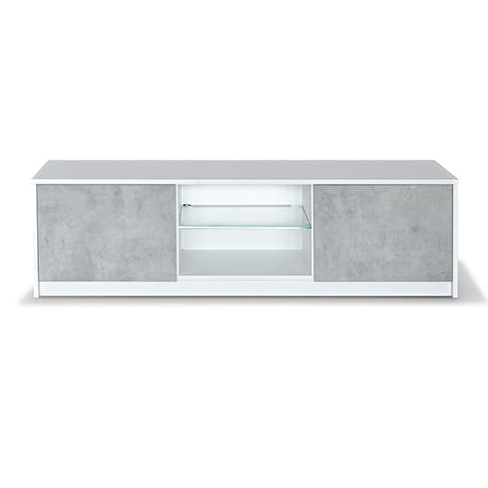 Sion TV Stand 2 Doors In White And Concrete Effect With LED_3