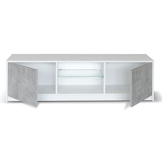 Sion TV Stand 2 Doors In White And Concrete Effect With LED_4