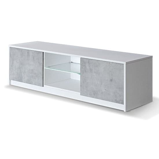 Sion TV Stand 2 Doors In White And Concrete Effect With LED_1