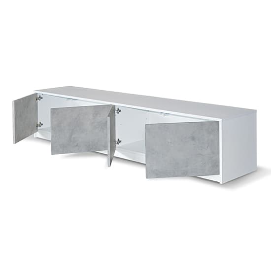 Sion TV Stand 4 Doors In Matt White And Concrete Effect_2