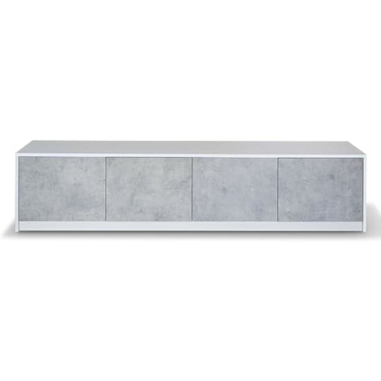 Sion TV Stand 4 Doors In Matt White And Concrete Effect_3