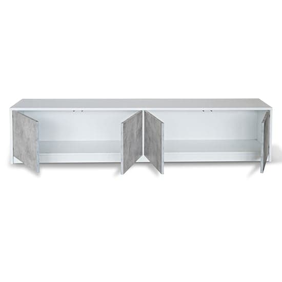 Sion TV Stand 4 Doors In Matt White And Concrete Effect_4