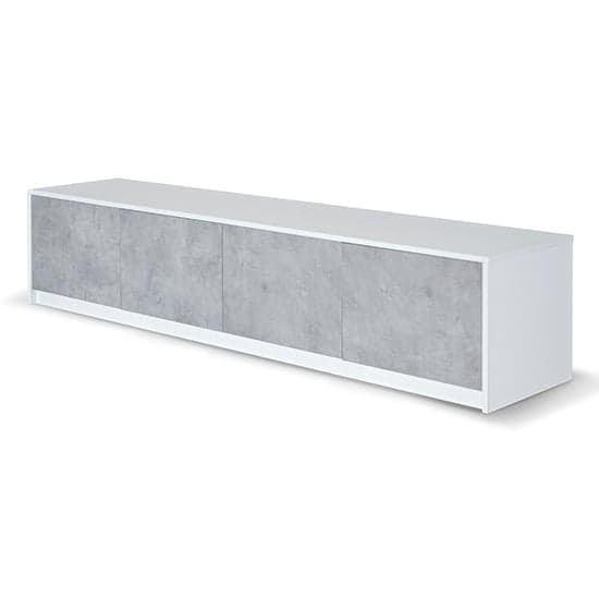 Sion TV Stand 4 Doors In Matt White And Concrete Effect_1