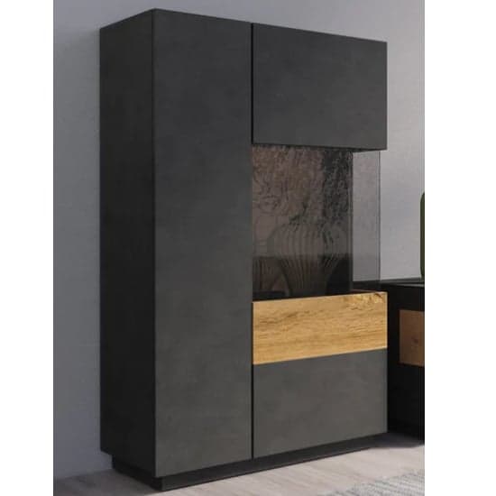 Sioux Display Cabinet Right 2 Doors In Matera And Oak With LED_1