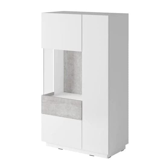 Sioux Gloss Display Cabinet Left 2 Doors In White Concrete LED_2