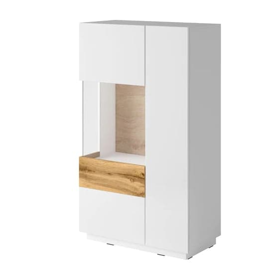 Sioux Gloss Display Cabinet Left 2 Doors In White Oak With LED_2