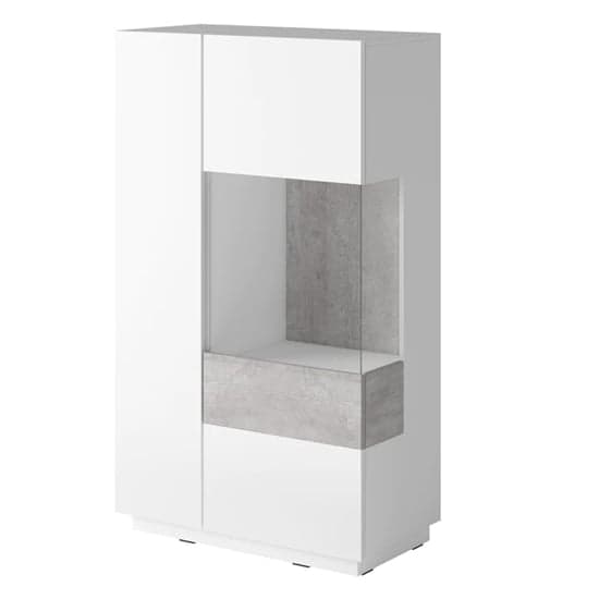 Sioux Gloss Display Cabinet Right 2 Doors In White Concrete LED_2