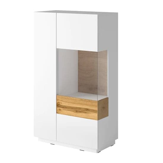 Sioux Gloss Display Cabinet Right 2 Doors In White Oak With LED_2