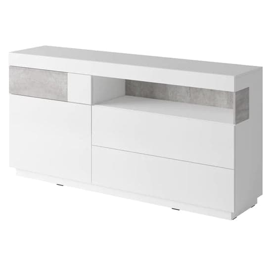 Sioux High Gloss Sideboard 1 Door 3 Drawers In White Concrete_2