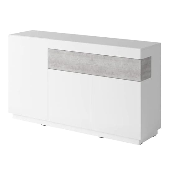 Sioux High Gloss Sideboard 3 Doors 1 Drawer In White Concrete_2