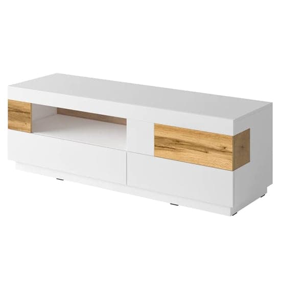 Sioux High Gloss TV Stand 1 Door 2 Drawers In White And Oak_2
