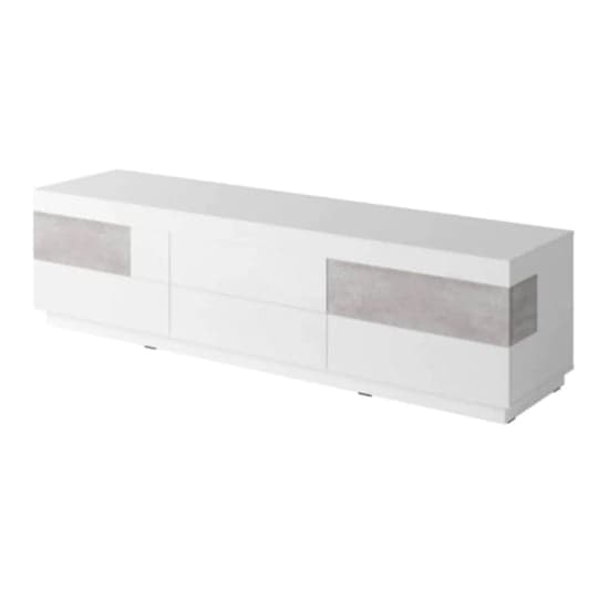 Sioux High Gloss TV Stand 6 Drawers In White Concrete_2