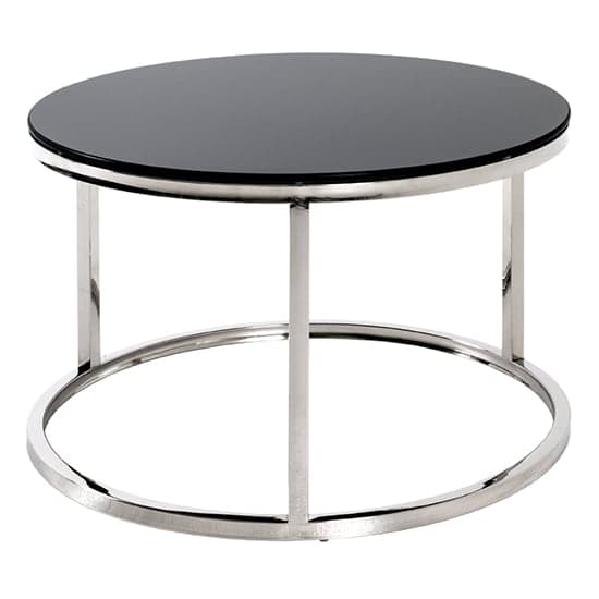 Sioux Small Round Black Glass Coffee Table With Chrome Legs_2