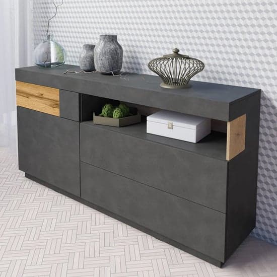 Sioux Wooden Sideboard With 1 Door 3 Drawers In Matera And Oak_1