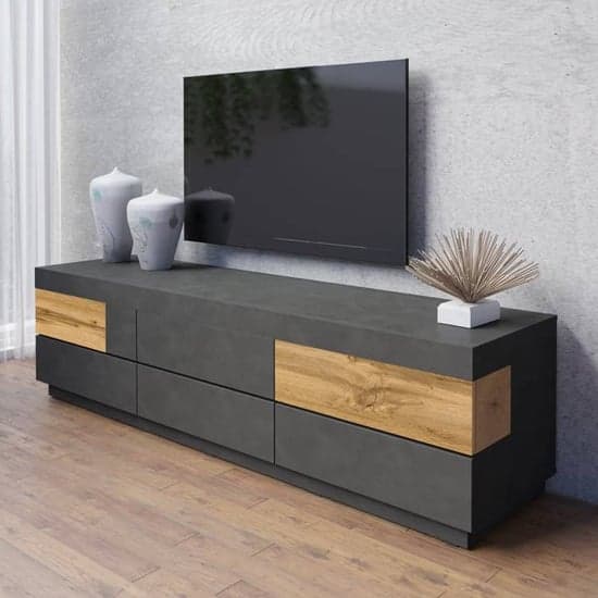 Sioux Wooden TV Stand With 6 Drawers In Matera And Wotan Oak_1