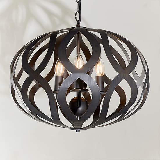 Sirolo 3 Lights Ceiling Pendant Light In Antique Brushed Bronze_4