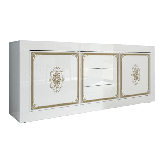 Sisseton High Gloss 2 Doors And 3 Drawers Sideboard In White_3