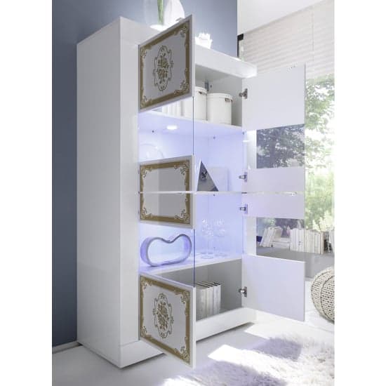 Sisseton High Gloss 4 Glass Doors Display Cabinet In White_2