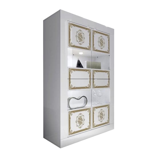 Sisseton High Gloss 4 Glass Doors Display Cabinet In White_3