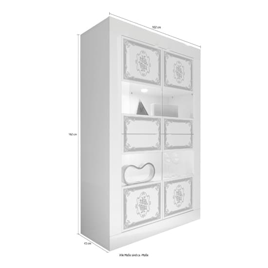 Sisseton High Gloss 4 Glass Doors Display Cabinet In White_4