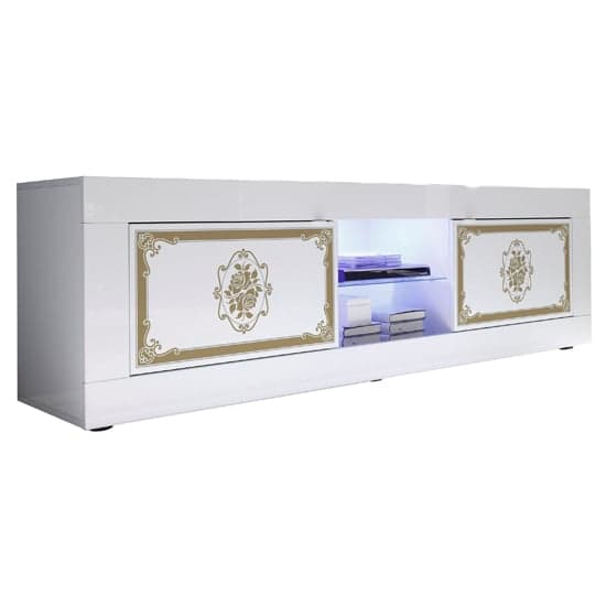 Sisseton LED High Gloss 2 Doors TV Stand In White_3
