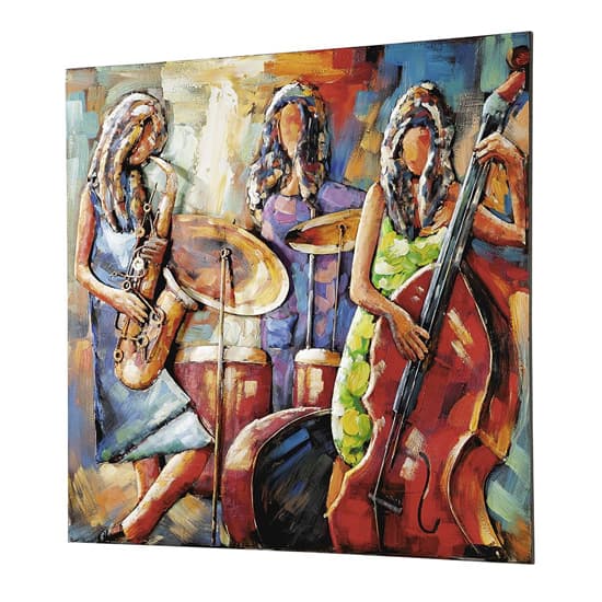 Sisters of Jazz Picture Metal Wall Art In Multicolor And Red_2