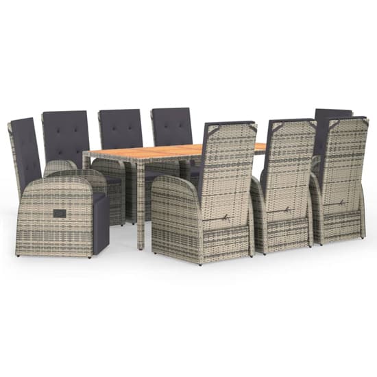 Sitka Rattan 9 Piece Garden Dining Set With Footrests In Grey