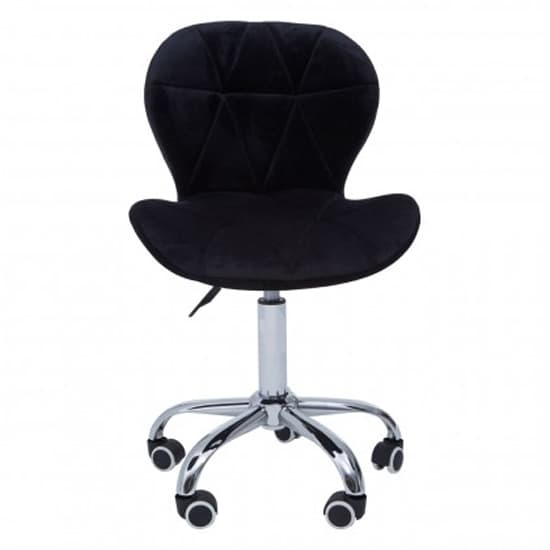 Sitoca Velvet Home And Office Chair In Black With Swivel Base_2