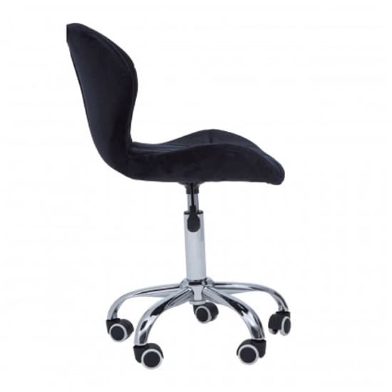 Sitoca Velvet Home And Office Chair In Black With Swivel Base_3