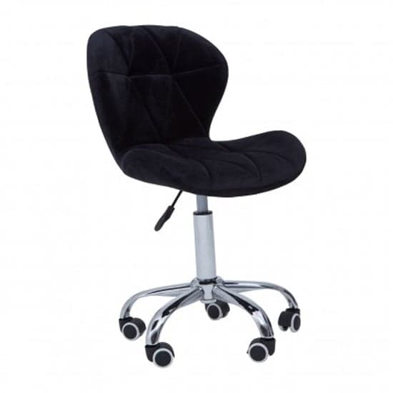 Sitoca Velvet Home And Office Chair In Black With Swivel Base_1