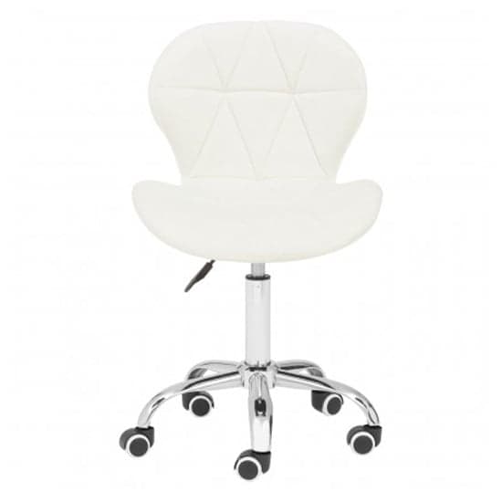 Sitoca Velvet Home And Office Chair In White With Swivel Base_2