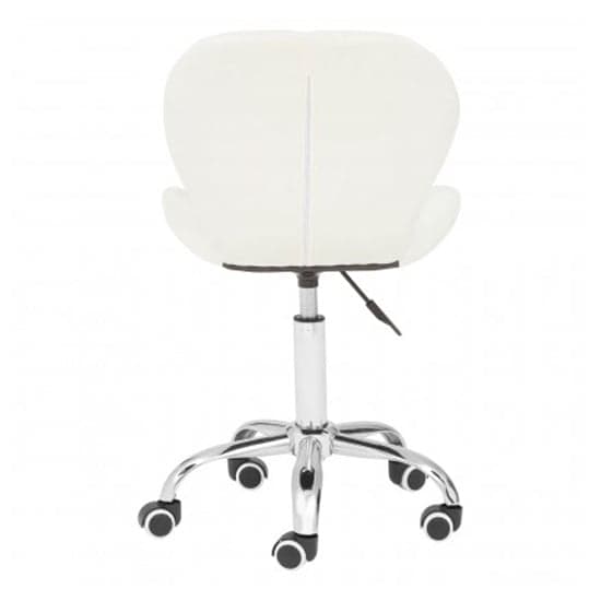 Sitoca Velvet Home And Office Chair In White With Swivel Base_4