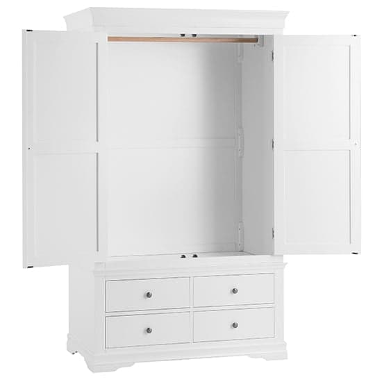 Skokie Wooden 2 Doors And 4 Drawers Wardrobe In Classic White_2